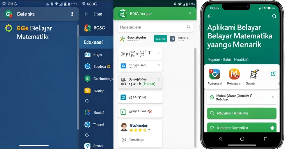 Antarmuka menarik dari aplikasi Belajar Matematika 8G8G.