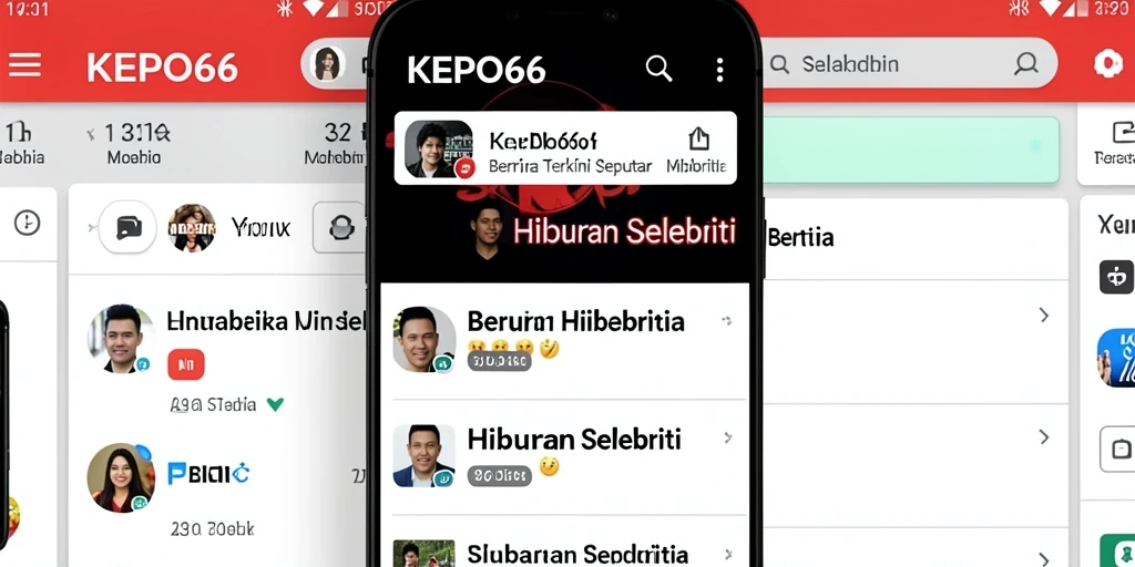 Tampilan user-friendly aplikasi KEPO66 dengan berita hiburan selebriti.