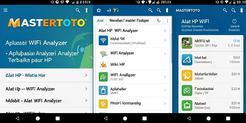 Tampilan antarmuka MASTERTOTO untuk analisis WiFi dan kecepatan.