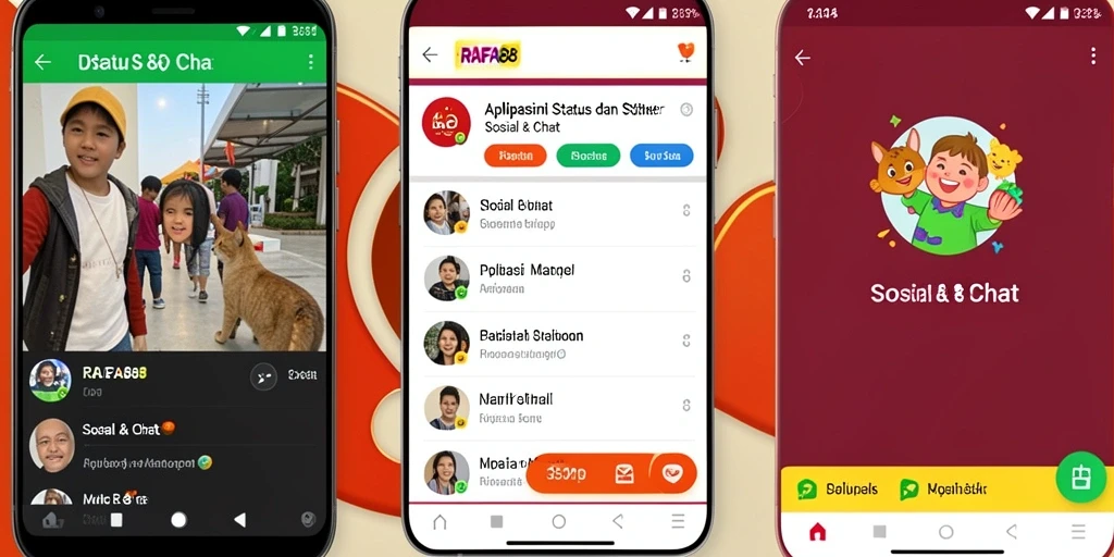 Tampilan antarmuka aplikas <strong>RAFA88</strong> yang menarik dengan berbagai stiker dan status.