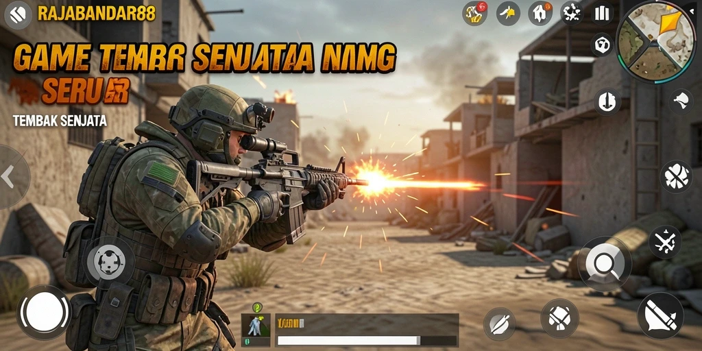 Antarmuka game Tembak Senjata yang menarik dan interaktif.