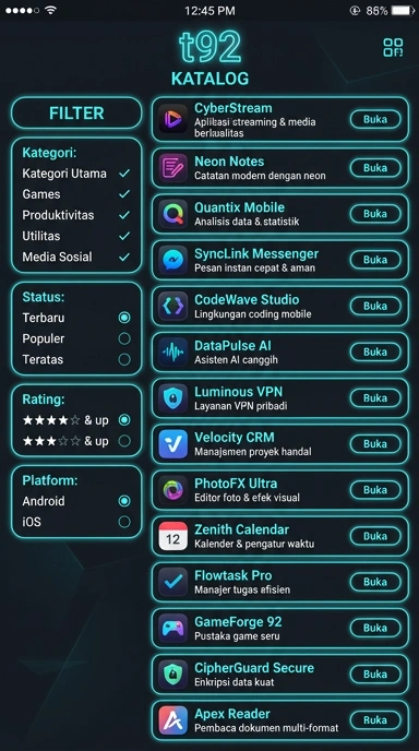 t92 - Indeks Aplikasi Populer dan Kanal Uji Terbaik